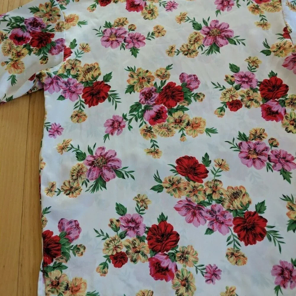 Vintage Victoria's Secret Gold Label Nightgown Floral Print White Short Sleeve S